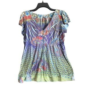 Unity Flutter Sleeve Colorful Top. Size X-Large